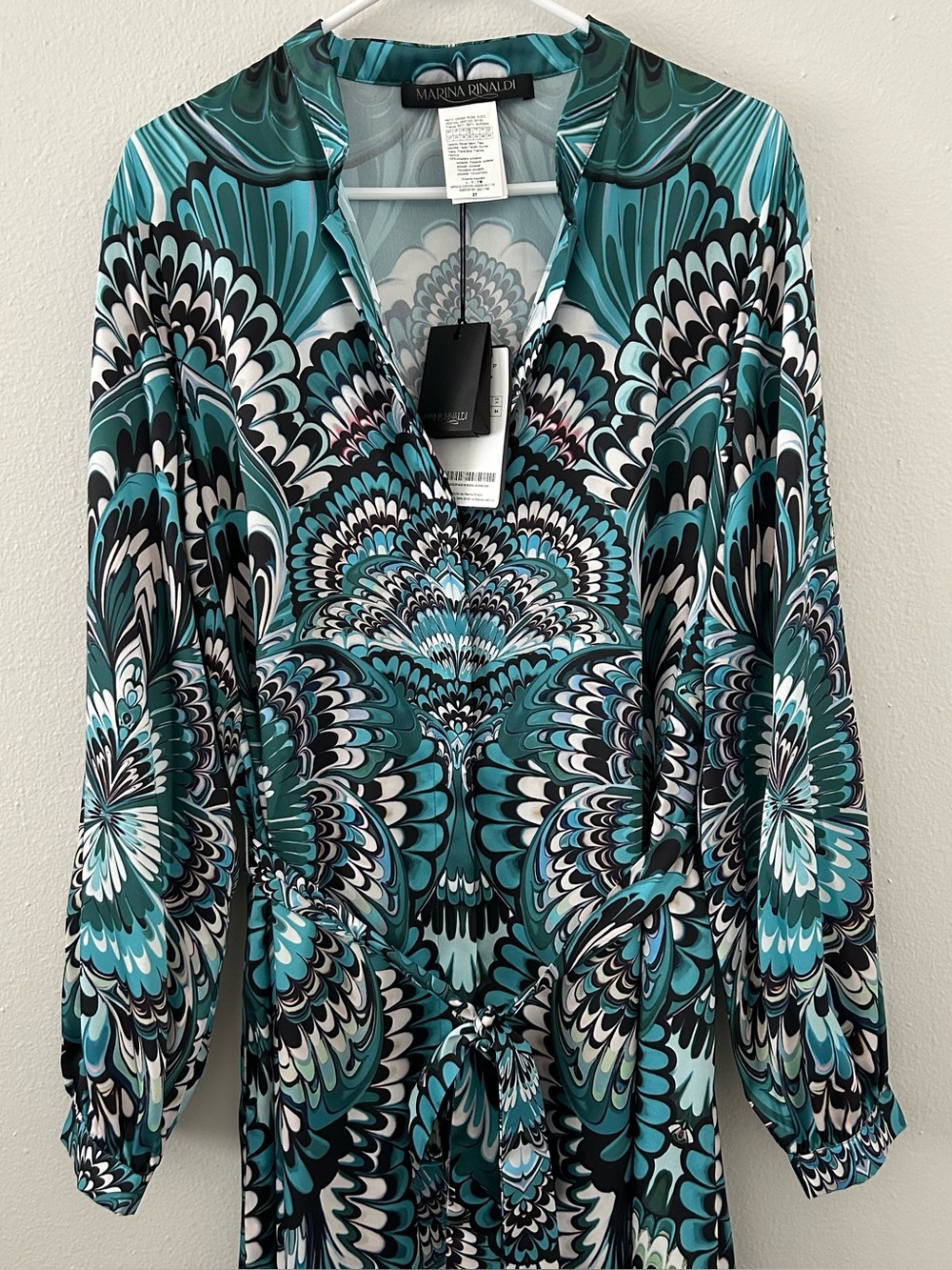 Marina Rinaldi Delfi Abstract-Print Twill Midi-Dress Women’s 18 NWT $945 MSRP - Picture 5 of 15